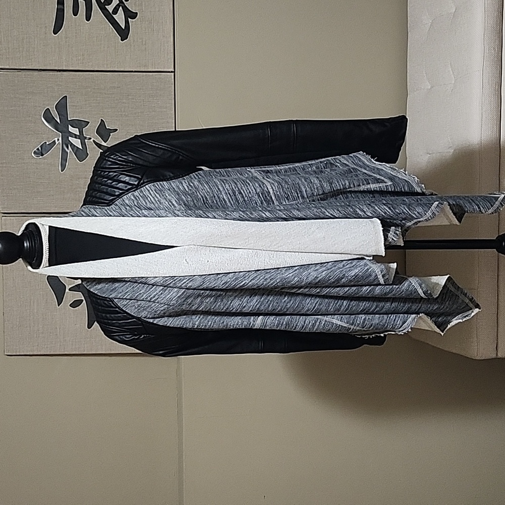 Faux Leather Sweater Jacket